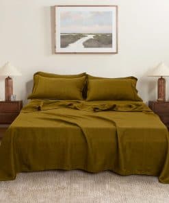 Juego de sábanas de lino 100% orgánico S -Crudo Oliva