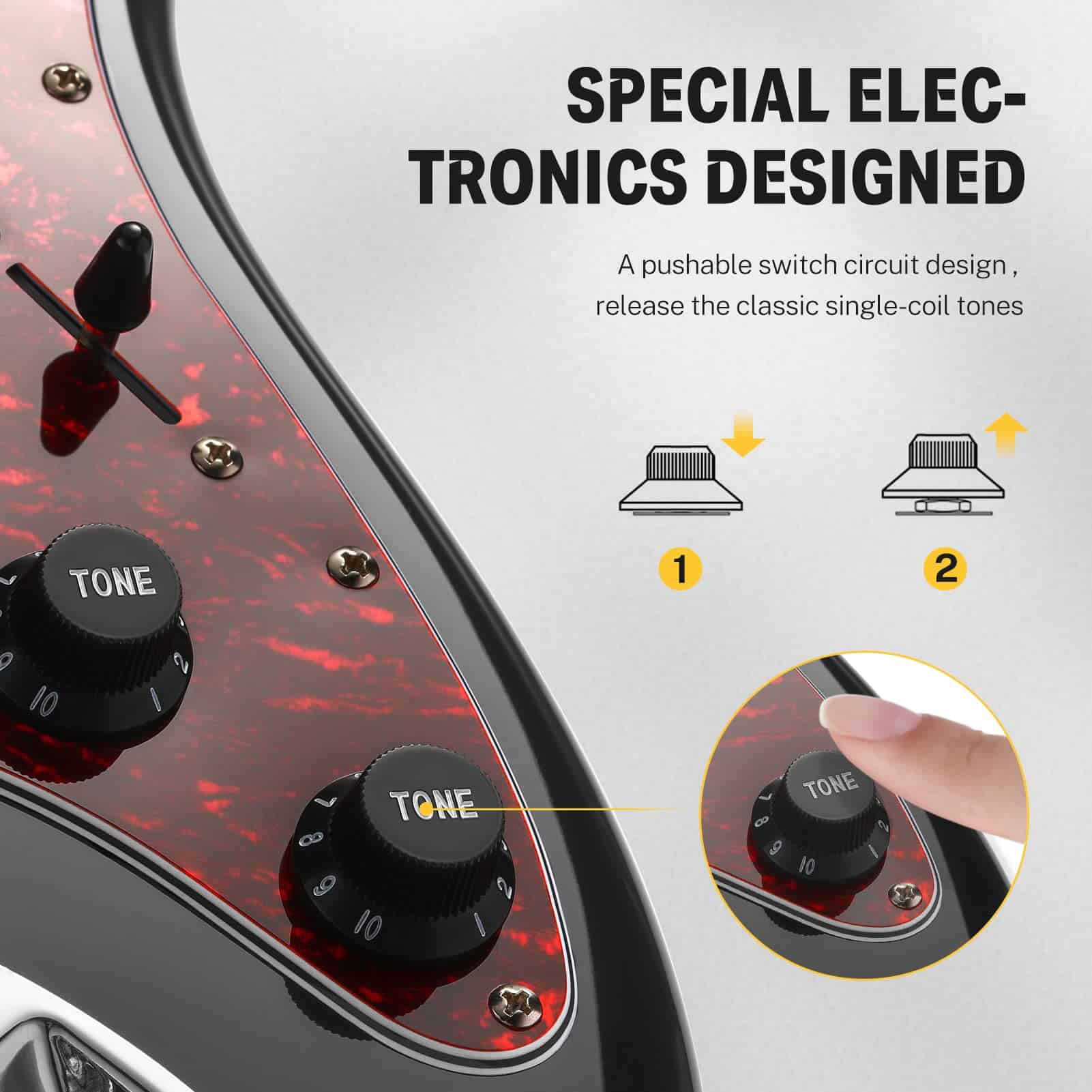 Guitarra Eléctrica Donner de 39 Pulgadas, Serie de Diseño - Imagen 4