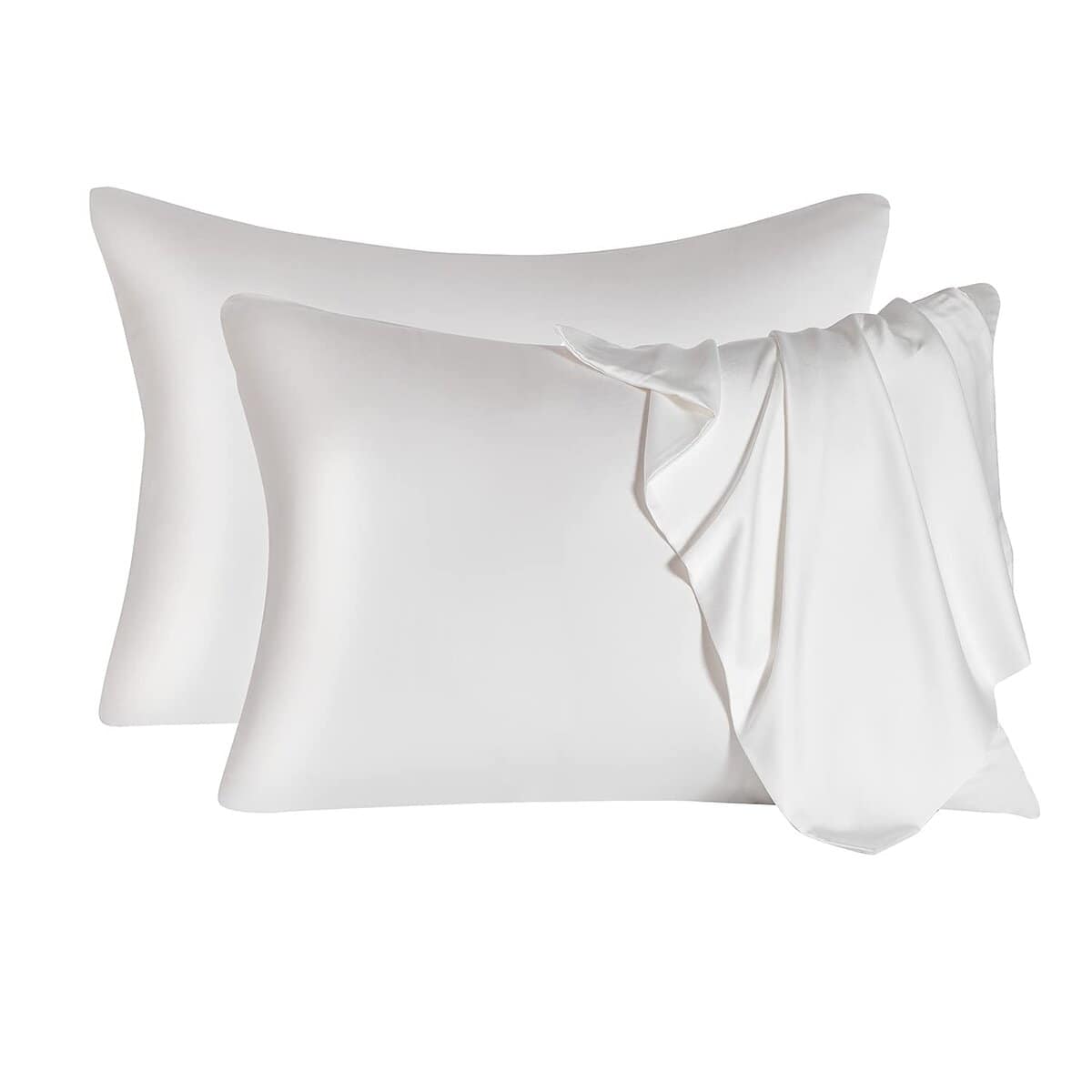 2 Fundas de Almohada de Seda de Morera para -Blanco