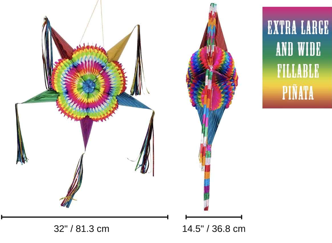 Piñata Estrella Grande con Conos Arcoiris y Cuerda de 30 - Imagen 4