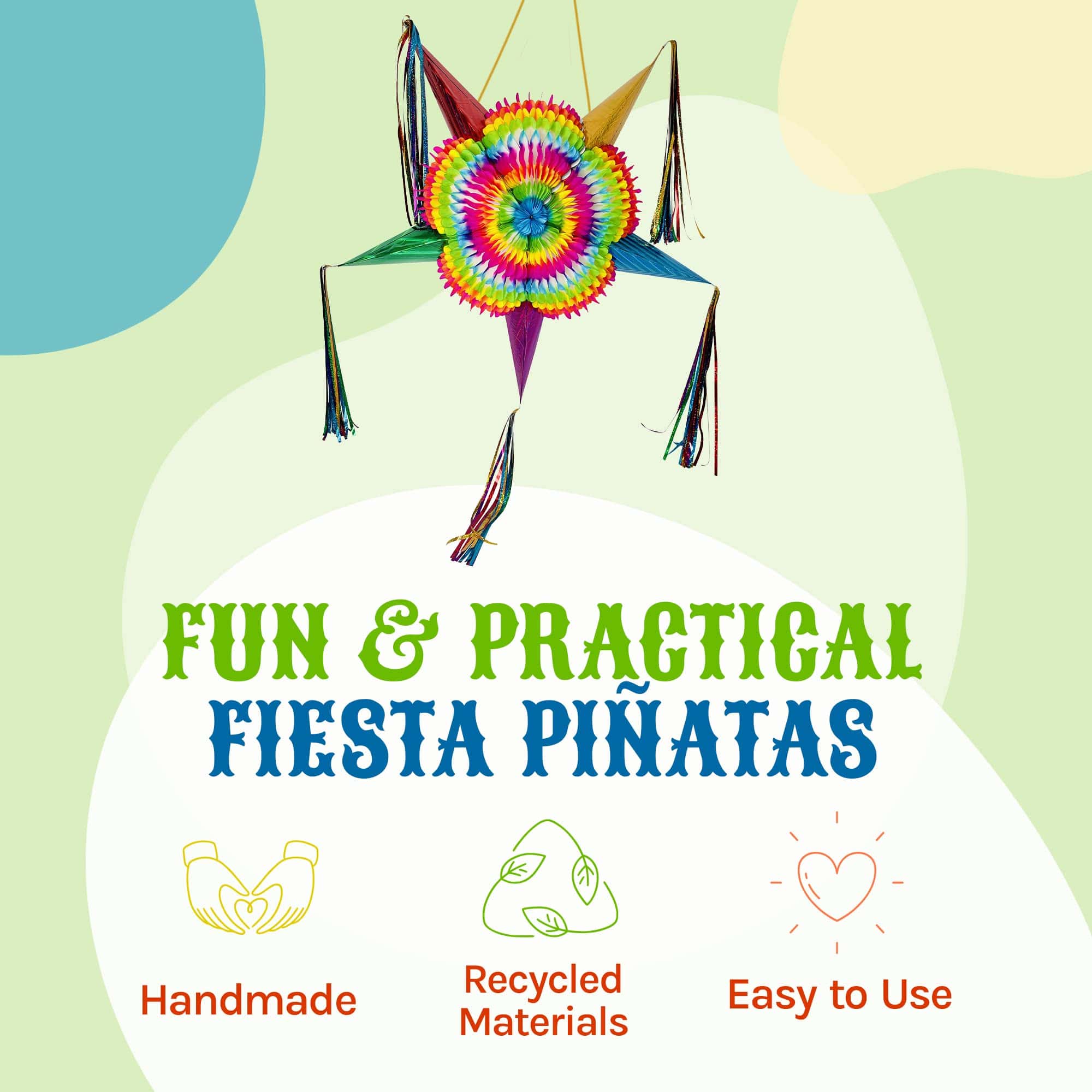 Piñata Estrella Grande con Conos Arcoiris y Cuerda de 30 - Imagen 6