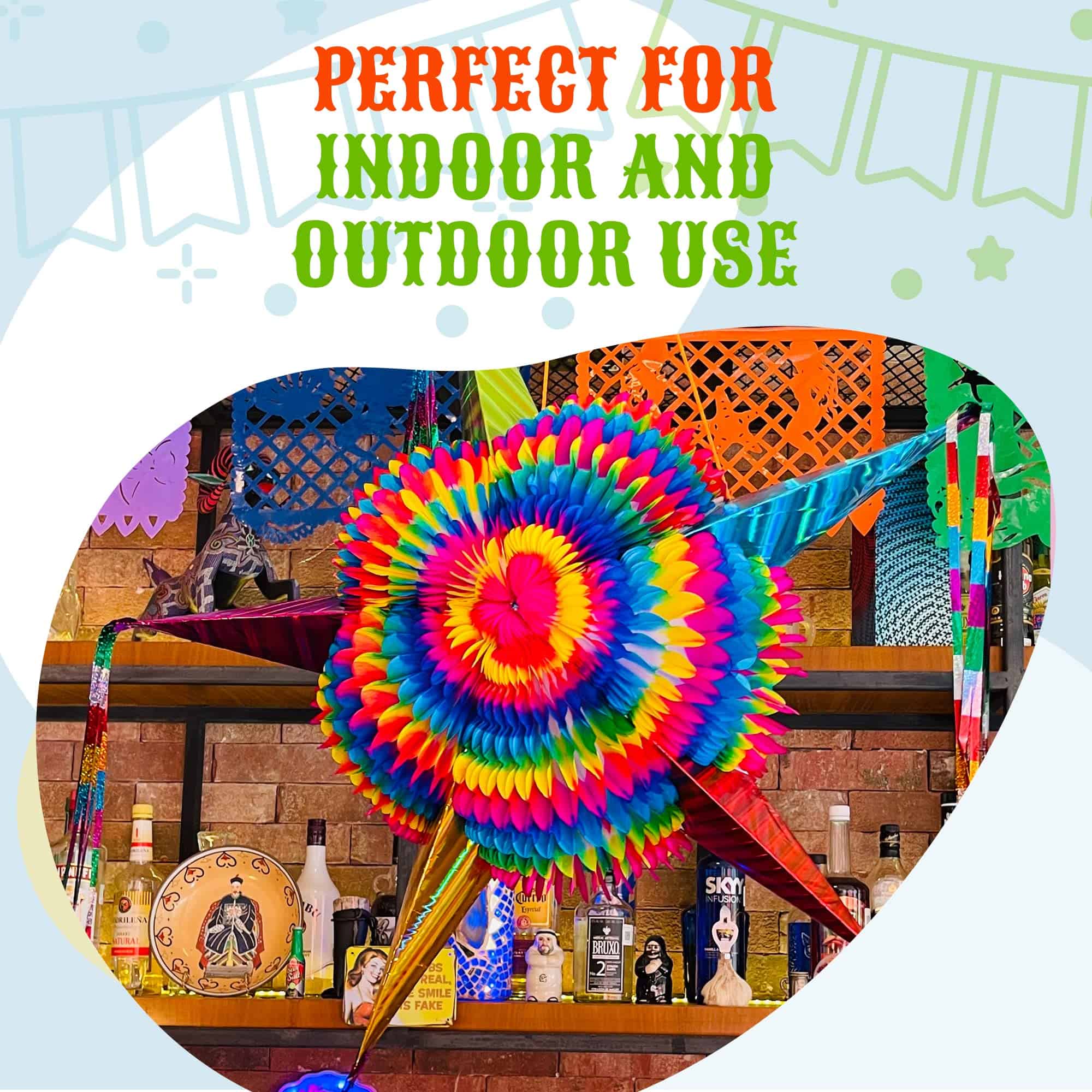 Piñata Estrella Grande con Conos Arcoiris y Cuerda de 30 - Imagen 5