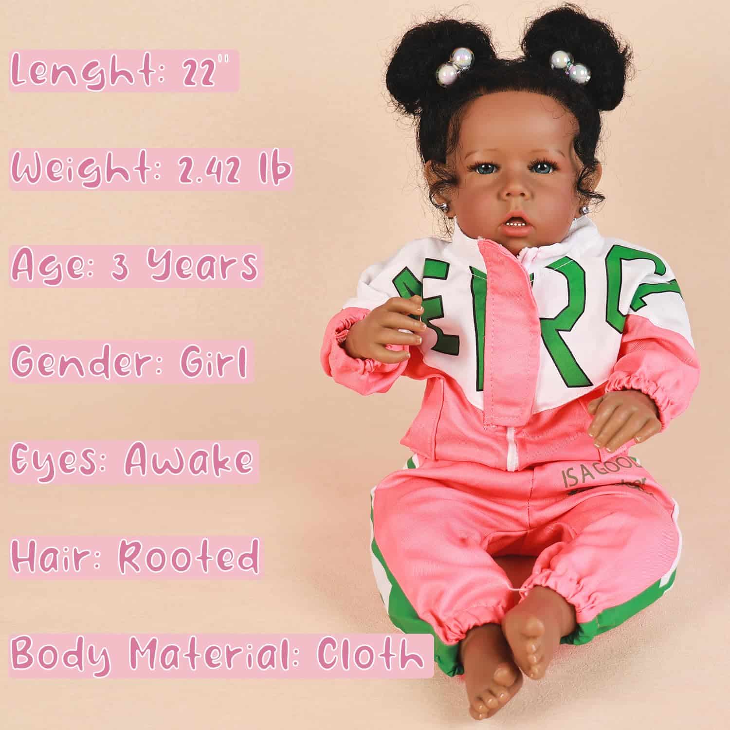 Muñeca Realista Rebornova para Niña Negra, Africana - Imagen 5