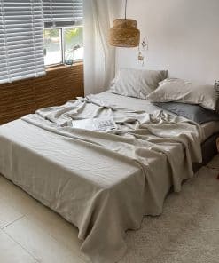 Juego de sábanas de lino lavado estilo básico de