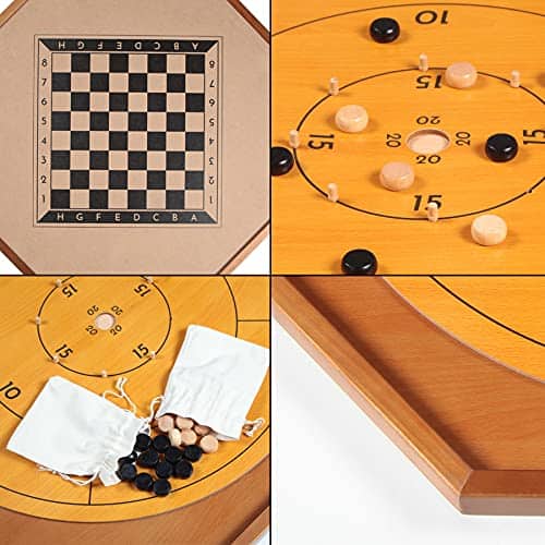 Tablero Oficial de Crokinole y Damas, Juego de Tablero de - Imagen 7