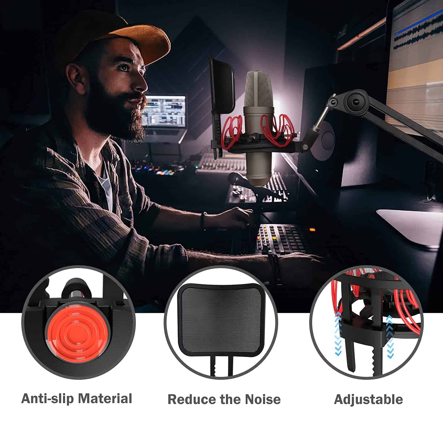 Mictop Universal Soporte Antichoque de Micrófono con Filtro - Imagen 4