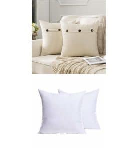 MIULEE Pack de 2, Fundas de Almohada de Lino Blanco Crema