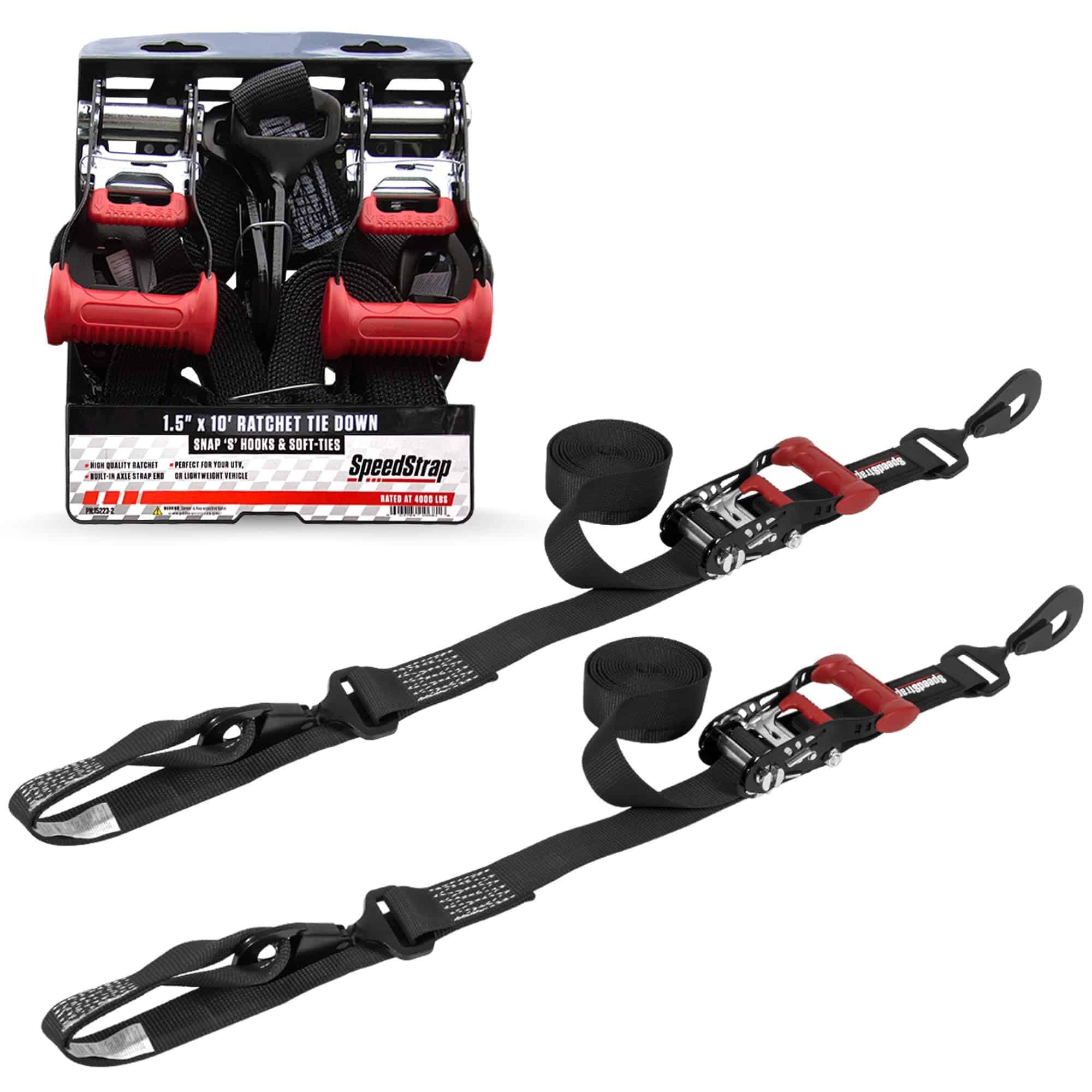 SpeedStrap 1.5" x 10' Ratchet Tie-Down con Soft-Tie. Ideal