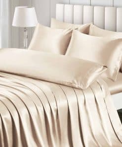 Juego de Sábanas de Satén Ersmak de 7 Piezas -Beige