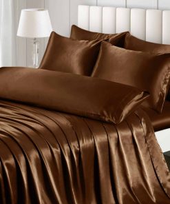 Juego de Sábanas de Seda Ersmak de 7 Piezas Tamaño Queen,