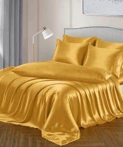 Juego de Sábanas de Satén Ersmak de 7 Piezas -Oro