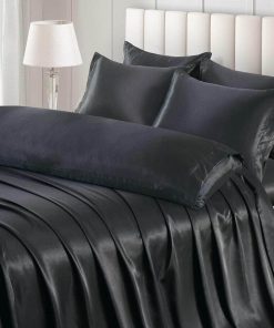 Juego de Sábanas de Satén Ersmak de 7 Piezas -Negro