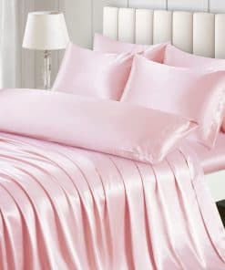 Juego de sábanas de satén Ersmak de 7 piezas -Rosa blush