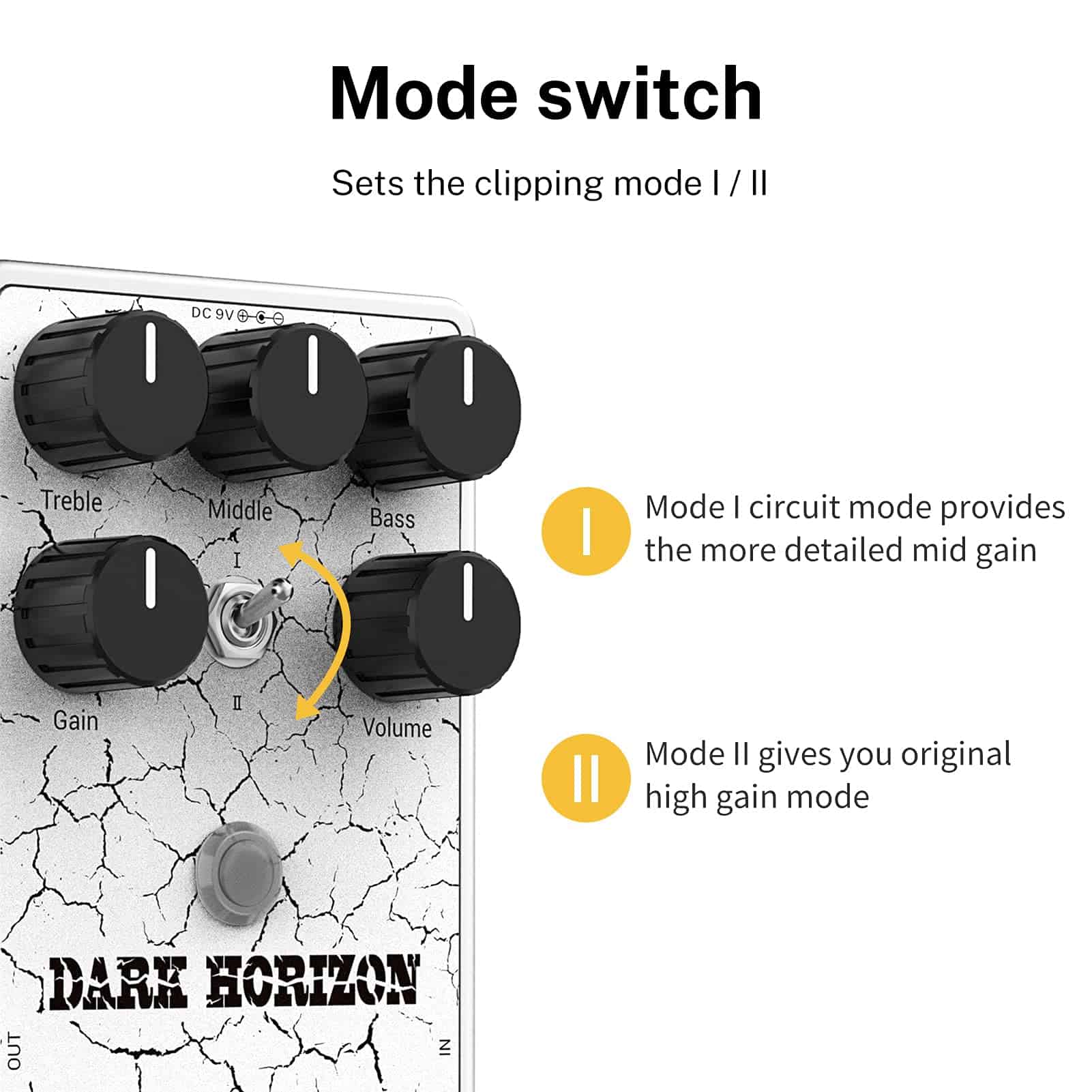 Pedal de Distorsión para Guitarra Donner, Dark Horizon - Imagen 3