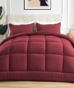 Edredón de confort Sonive para todas las -Vino tinto