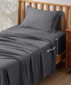 Juego de sábanas de bolsillo profundo -Gris