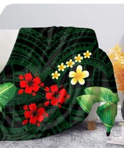 Manta Suave JOAIFO Plumeria Hibiscus Estampado Polinesio