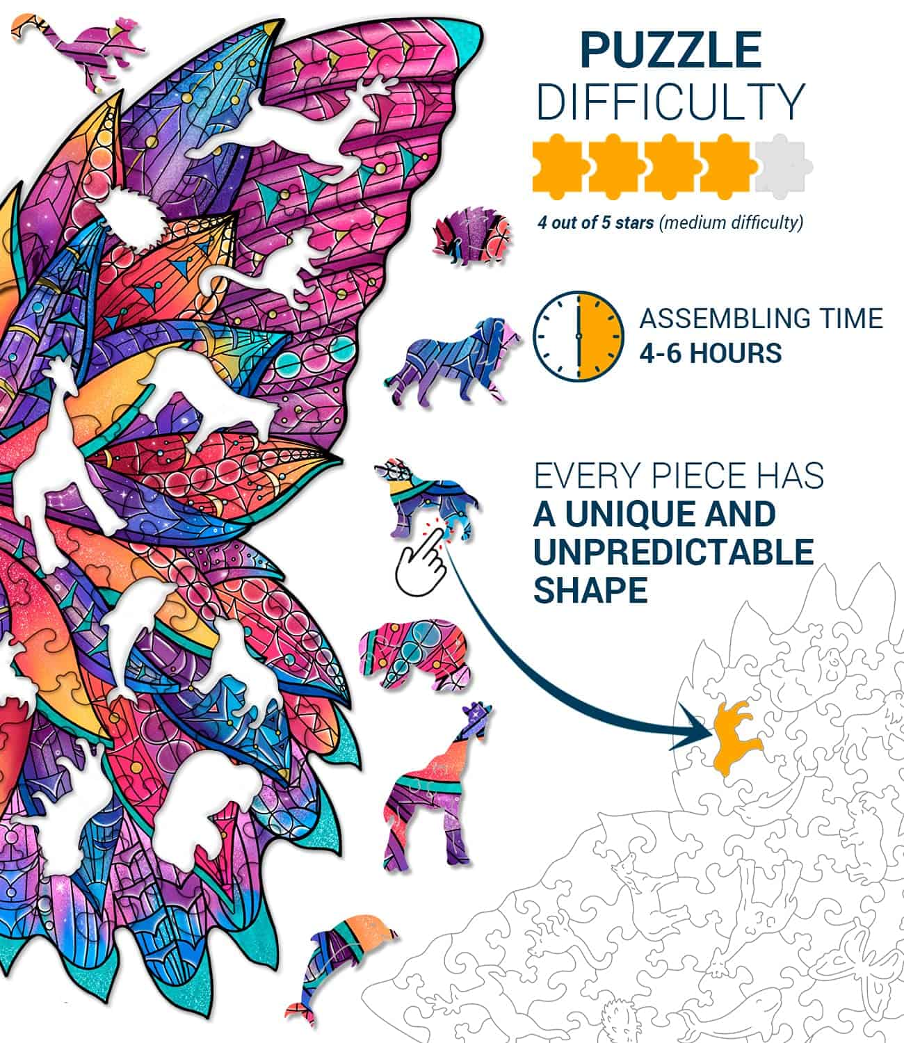 Rompecabezas de madera Hodslen Woods - Animales para niños - Imagen 3