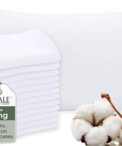Juego de 12 Fundas de Almohada de Algodón Blanco Tamaño