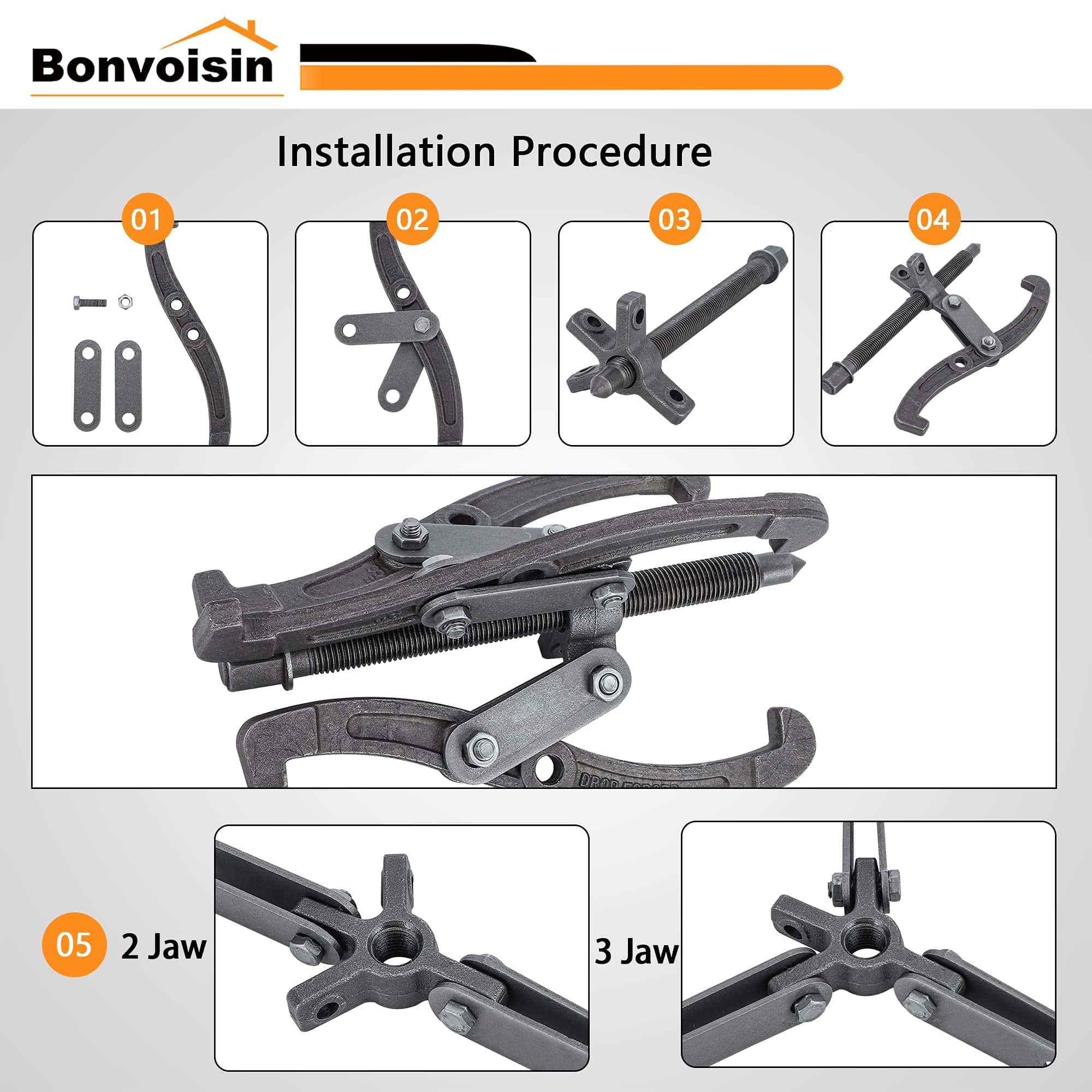 Juego de 3 Extractores de Engranajes 4" 6" 8" Bonvoisin - Imagen 7