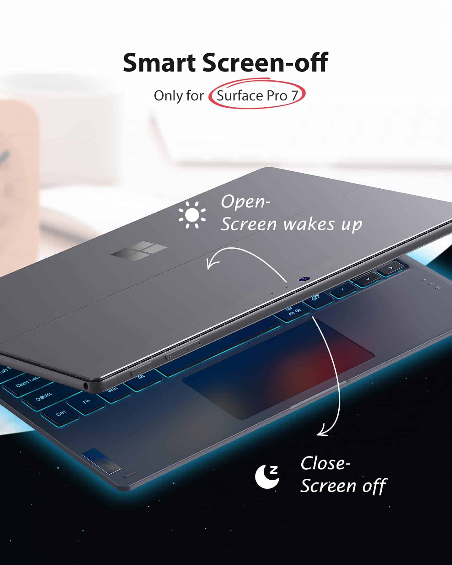 Teclado Inateck para Surface Pro 7, Bluetooth 5.0, - Imagen 6