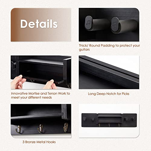 Soporte de pared doble para guitarra MIRIO en negro con - Imagen 4