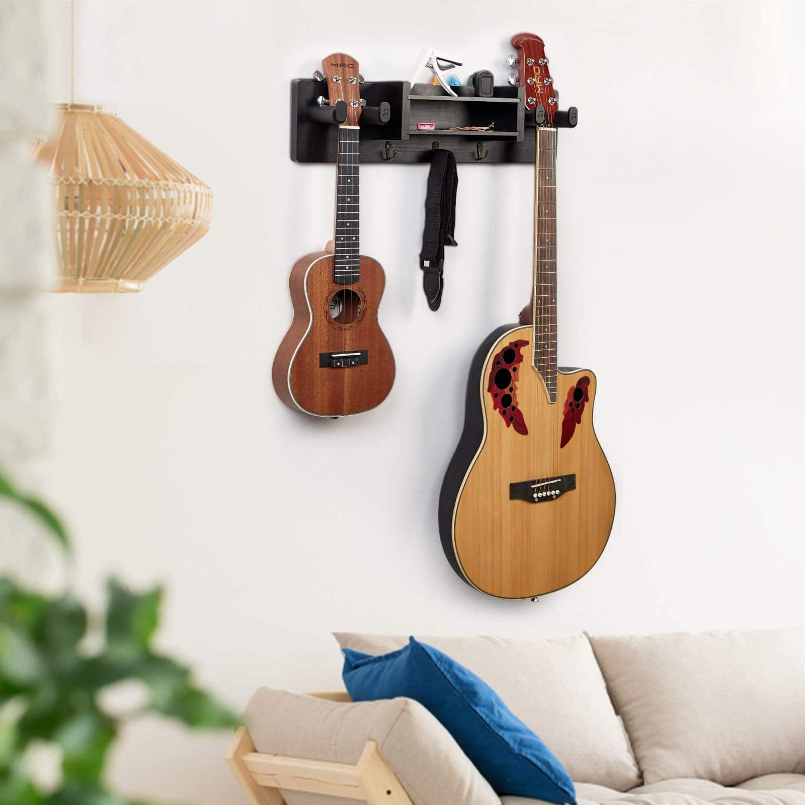 Soporte de pared doble para guitarra MIRIO en negro con - Imagen 6