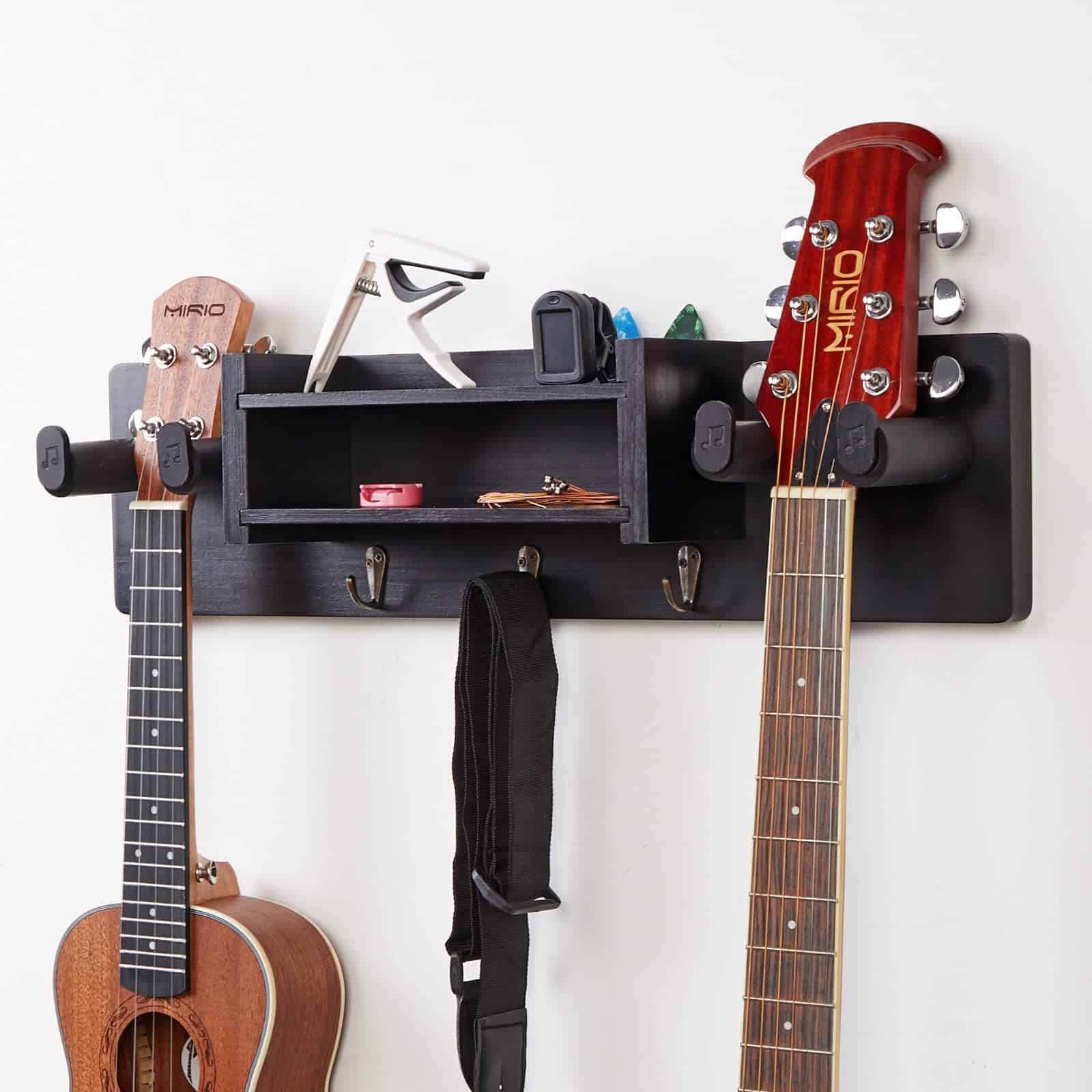 Soporte de pared doble para guitarra MIRIO en negro con