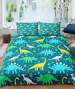 Juego de Funda de Edredón de Dinosaurio Jingzhang Verde
