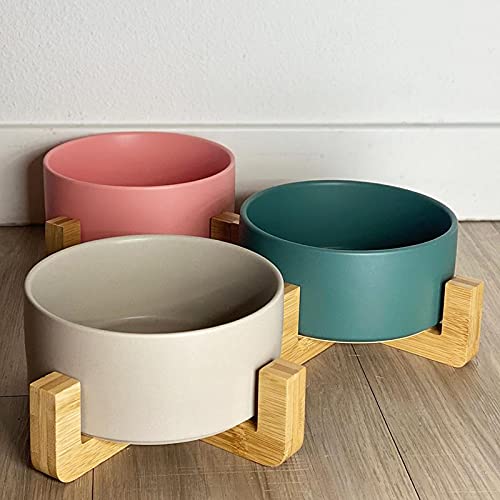 Comedero de Cerámica para Mascotas con Marco de Bambú - - Imagen 3