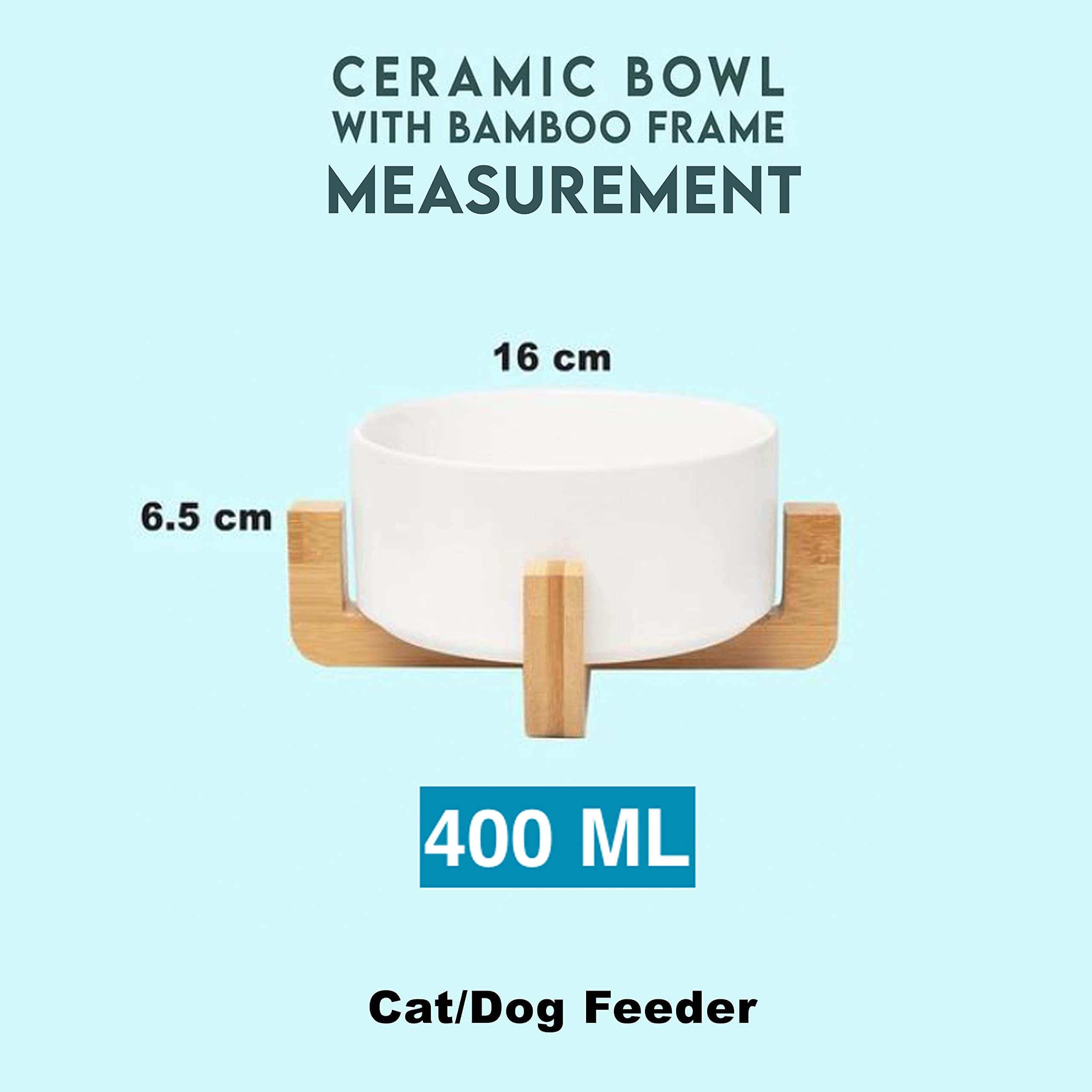 Comedero de Cerámica para Mascotas con Marco de Bambú - - Imagen 6