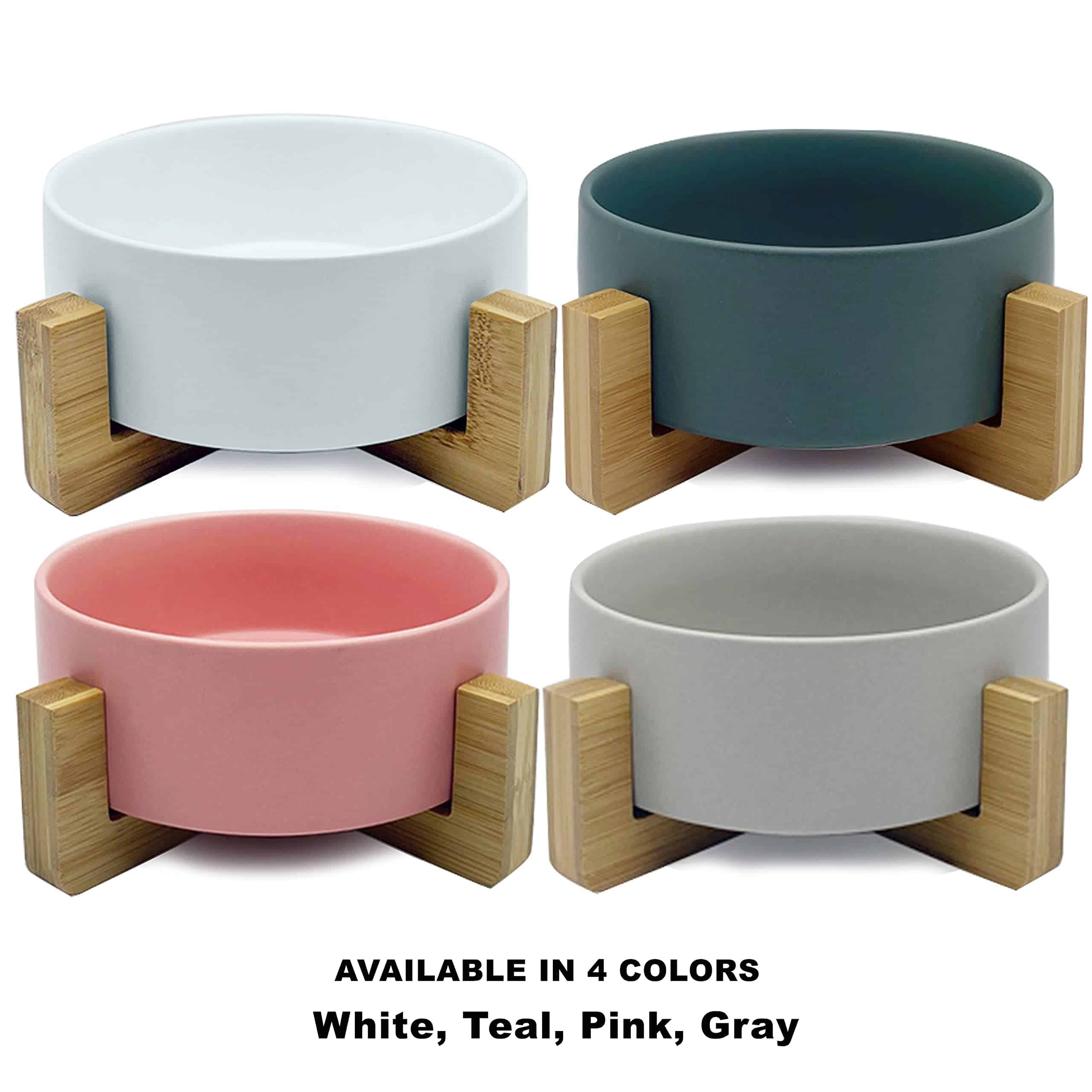 Comedero de Cerámica para Mascotas con Marco de Bambú - - Imagen 4