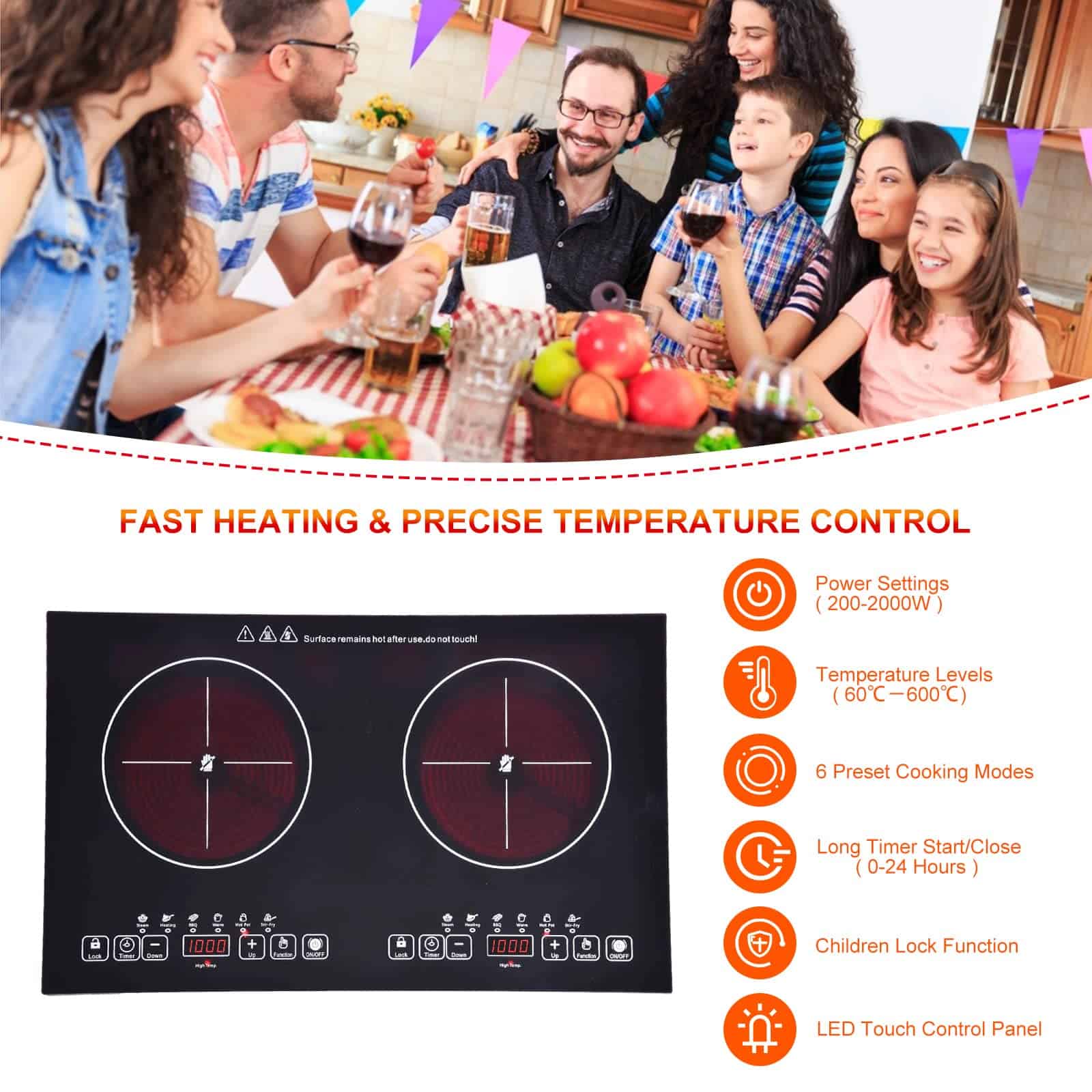 Placa de cocción eléctrica de 24 pulgadas con 2 quemadores - Imagen 7