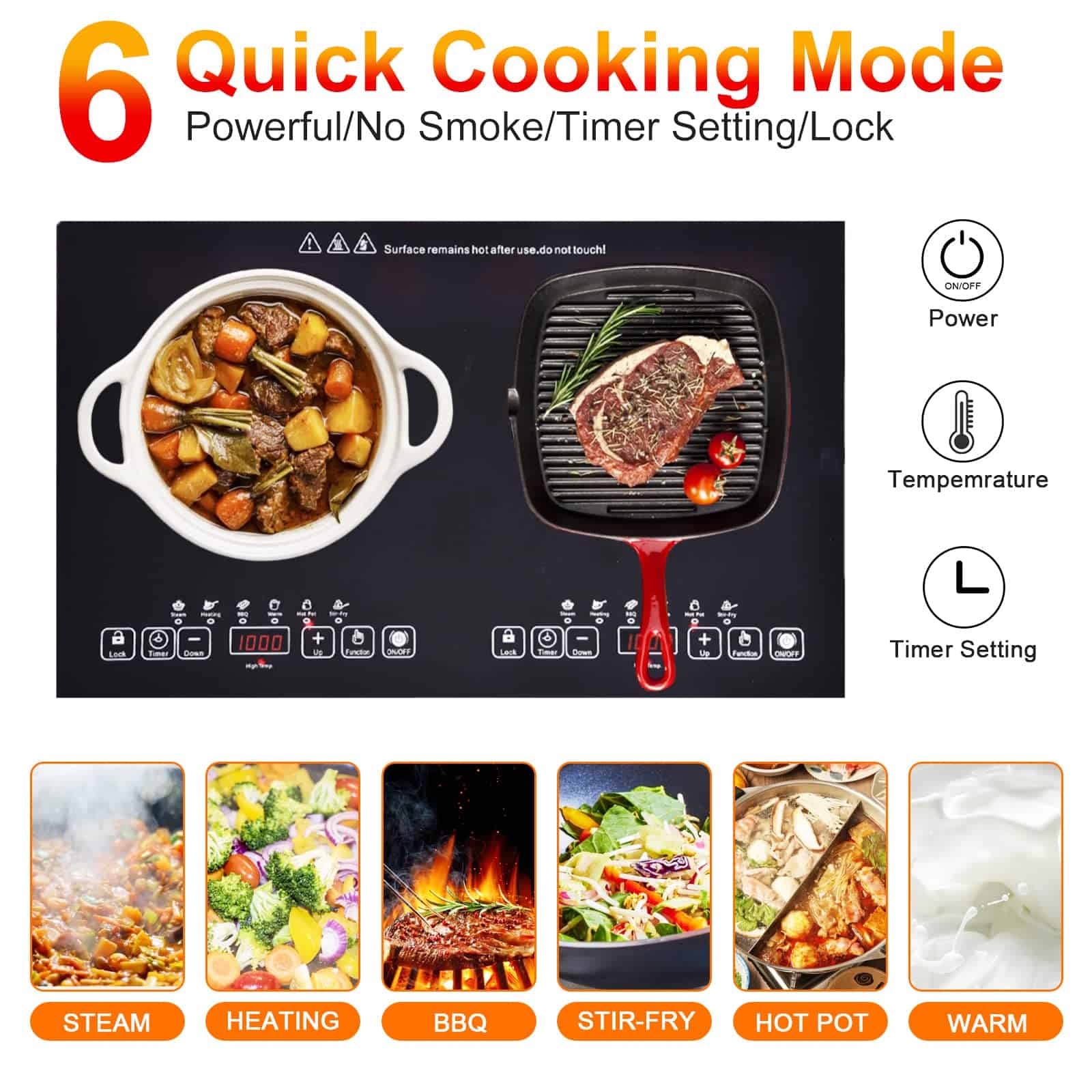 Placa de cocción eléctrica de 24 pulgadas con 2 quemadores - Imagen 8