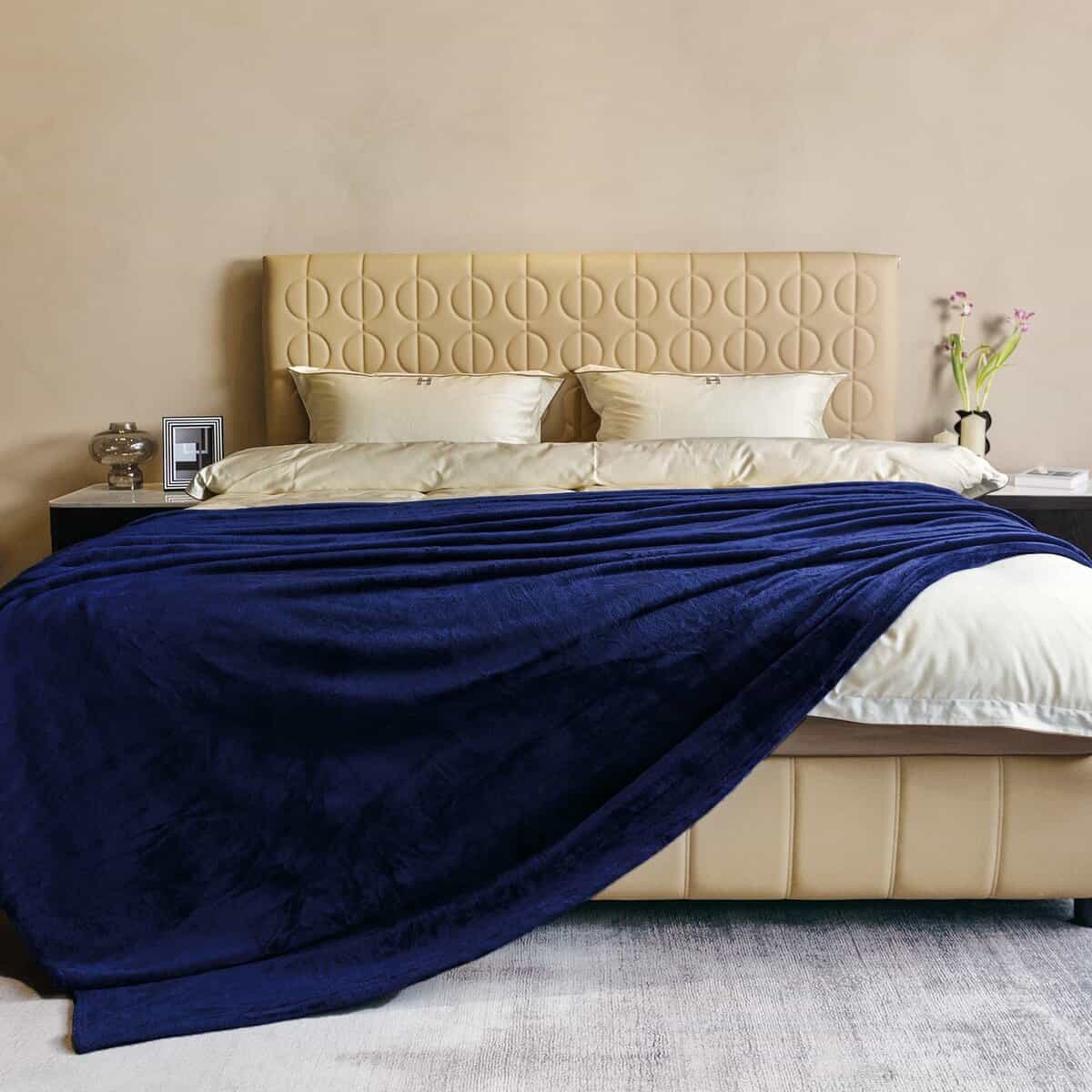 Manta de Felpa tamaño King Azul Marino 108 por 90 Pulgadas