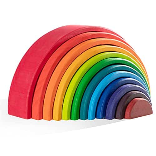 MERRYHEART Juguetes de Arco Iris de Madera - 12 Piezas de