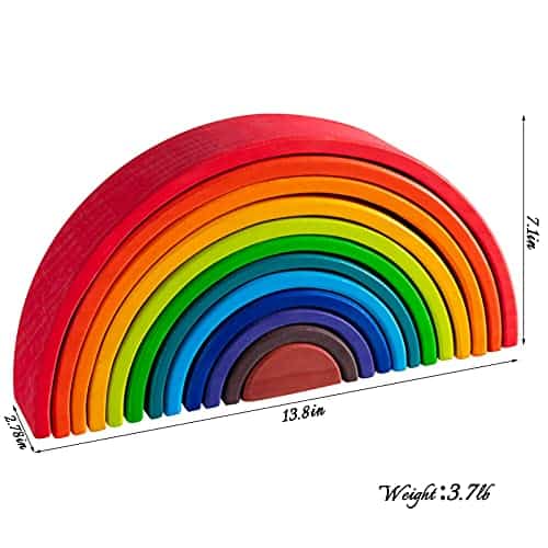 MERRYHEART Juguetes de Arco Iris de Madera - 12 Piezas de - Imagen 3