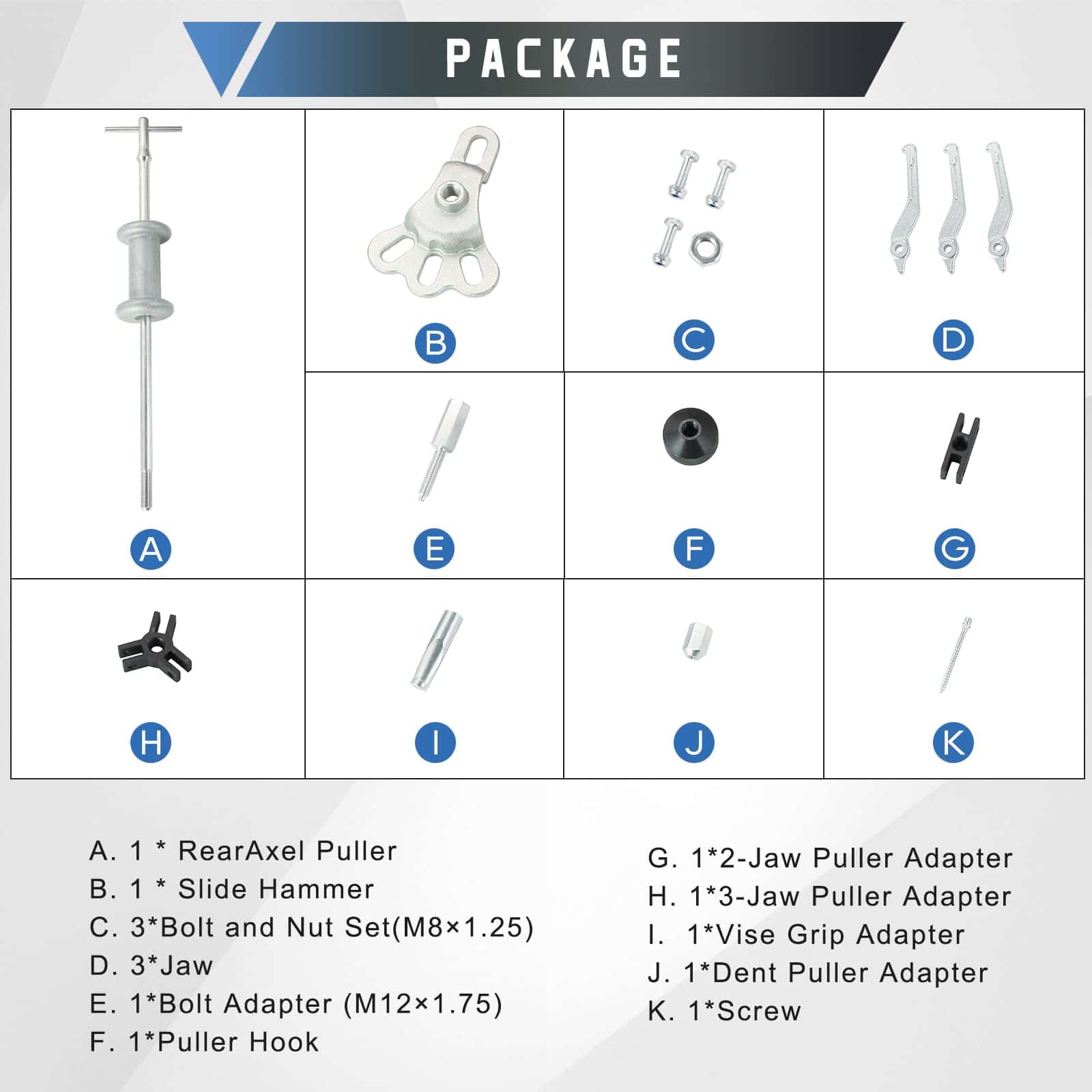 ATPEAM 16pcs Slide Hammer Dent Puller Set, 5lb Slide Hammer - Imagen 3