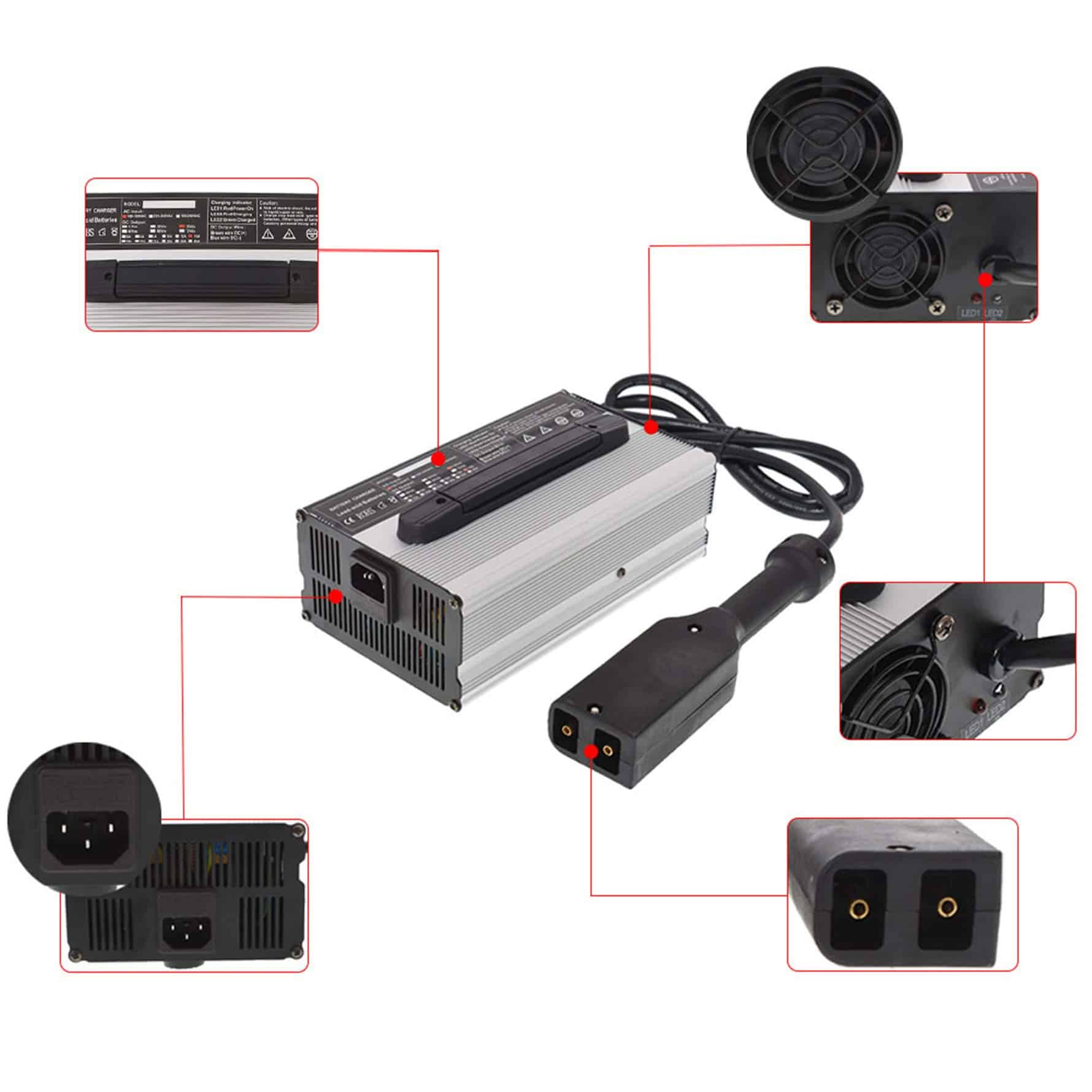 Cargador de batería de 36 voltios y 15 amperios con mango - Imagen 3