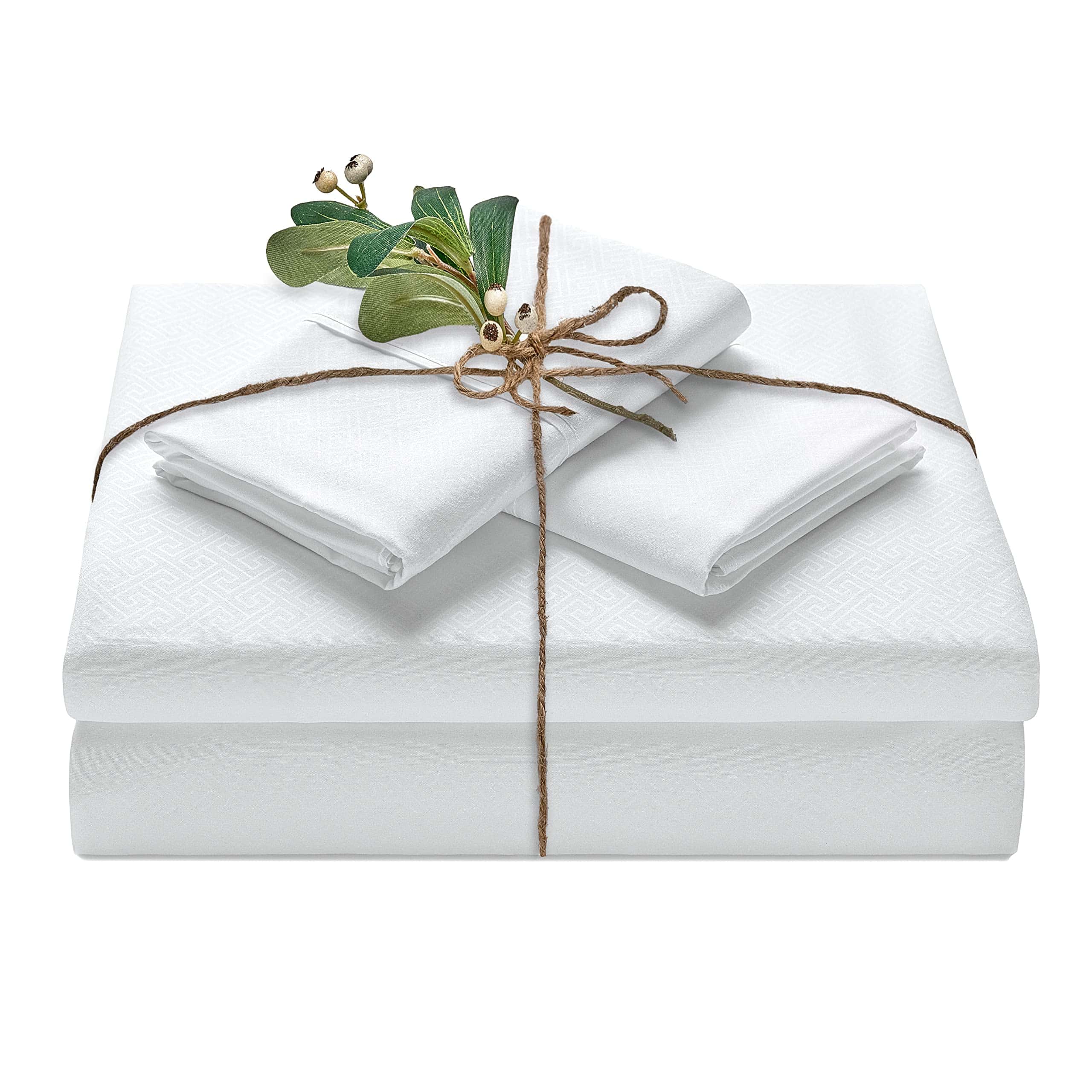 Juego de sábanas blancas de lujo con grabado en relieve