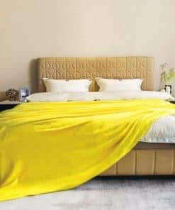 Manta de Franela King Size Amarilla 108 por 90 Pulgadas