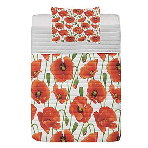 Juego de Colcha de Microfibra Lunarable, Diseño de Flores