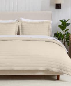 Set de Colcha Moderna Beige 3 Piezas Full/Queen con 2