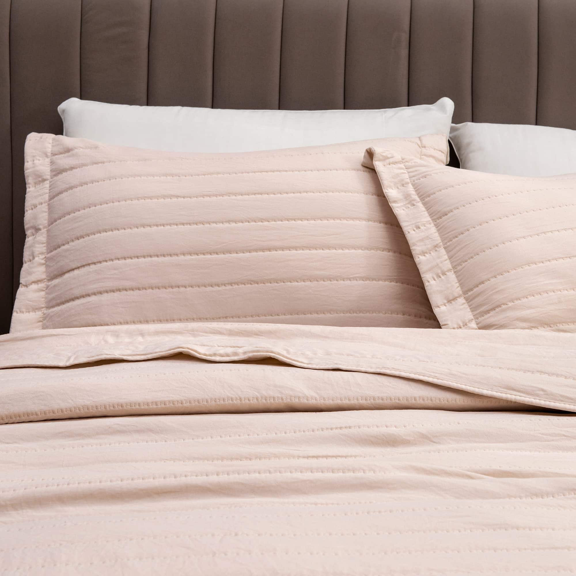 Juego de Edredón de 3 Piezas Rosa Claro para Cama King con - Imagen 5