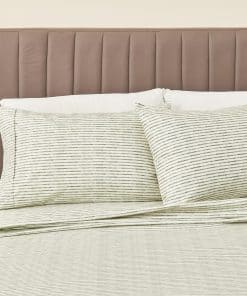 Juego de Sábanas de Microfibra a Rayas de 4 -Espuma de Mar