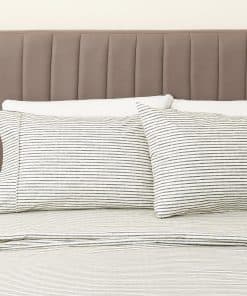 Juego de sábanas de microfibra a rayas de 3 -Gris Oscuro