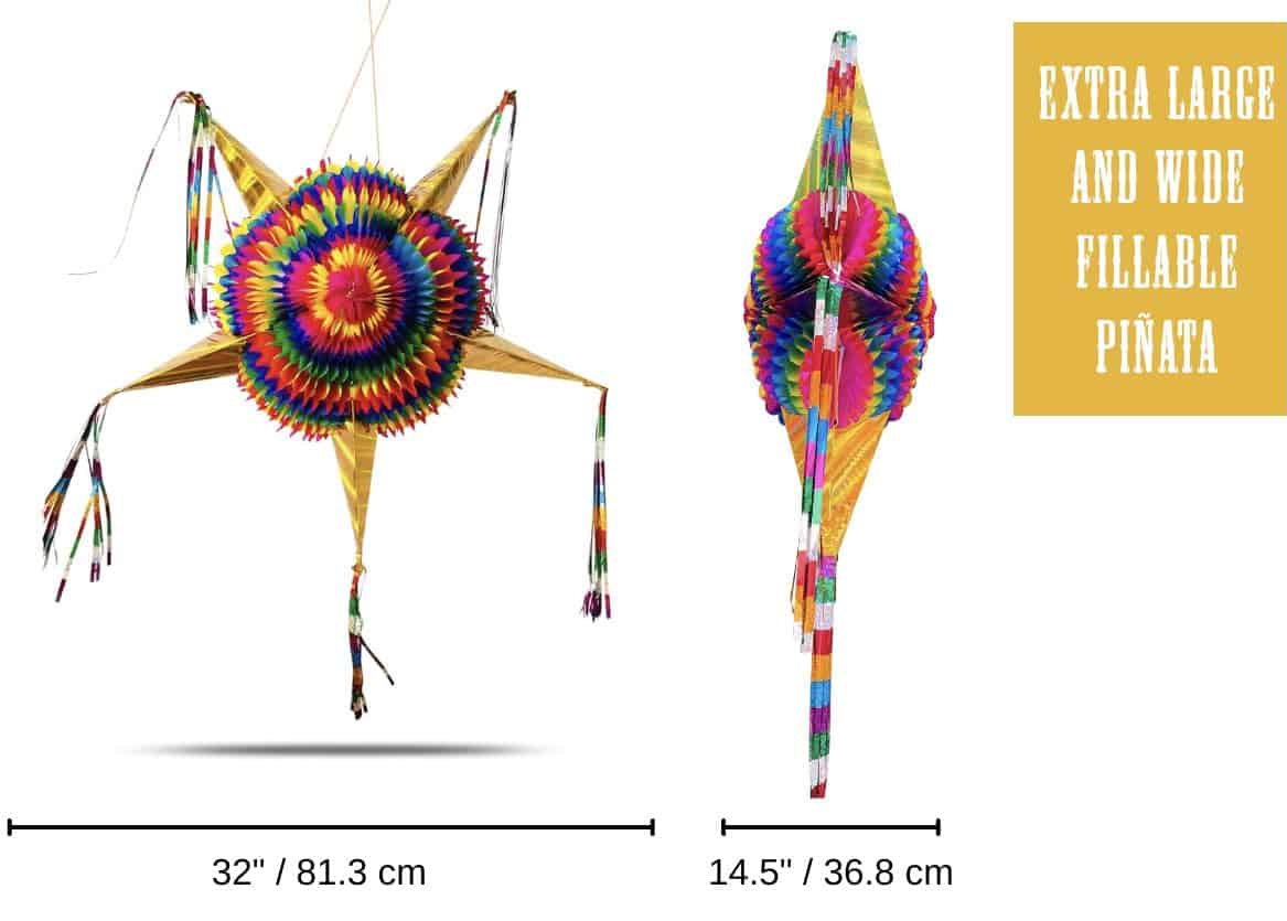 Piñata Estrella Grande con Conos Dorados y Cuerda de 30 - Imagen 4