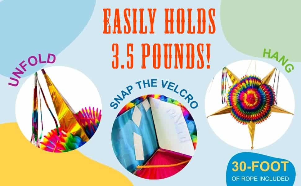 Piñata Estrella Grande con Conos Dorados y Cuerda de 30 - Imagen 5