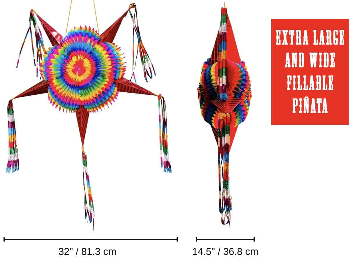 Piñata Estrella Extra Grande con Conos Rojos y Cuerda de 30 - Imagen 4