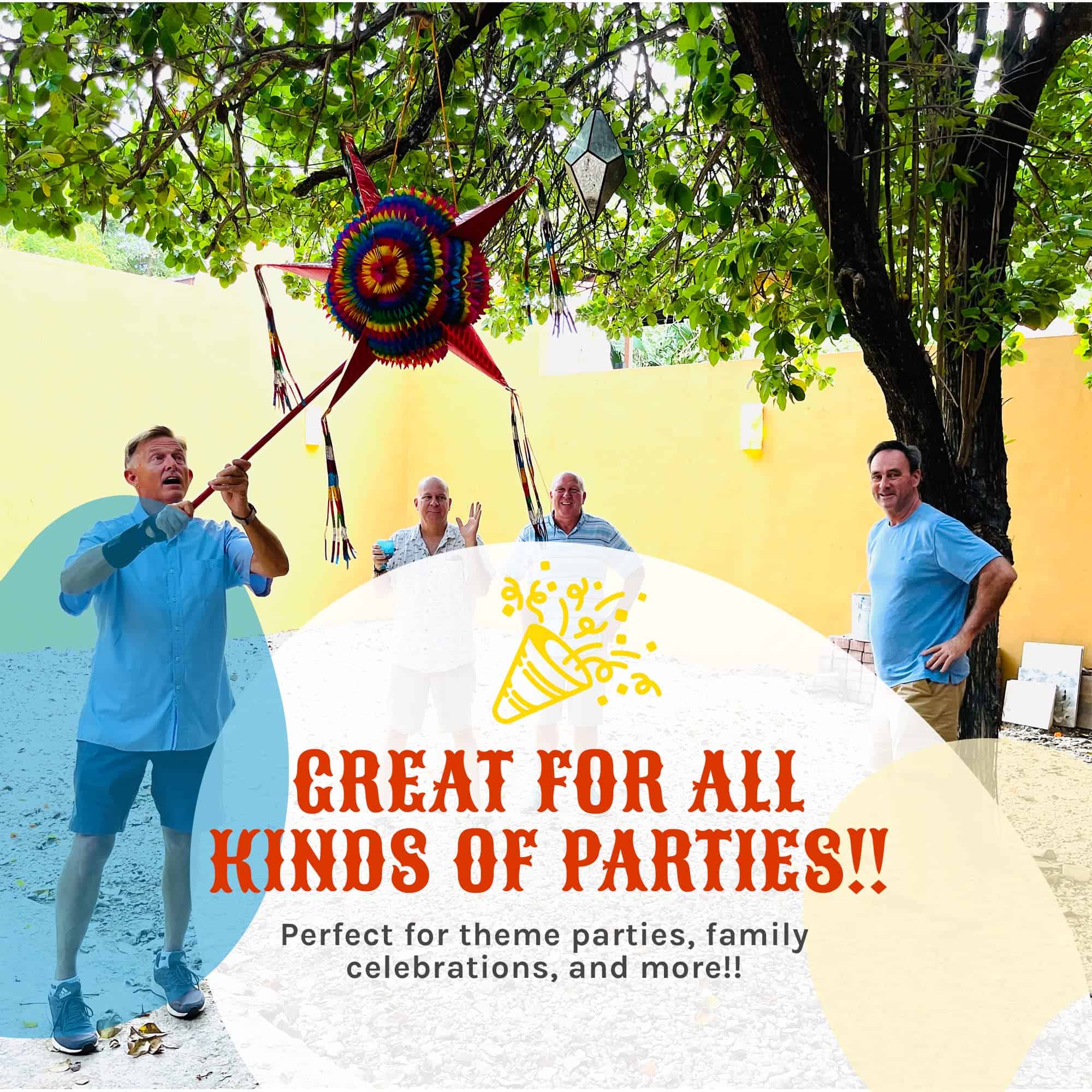 Piñata Estrella Extra Grande con Conos Rojos y Cuerda de 30 - Imagen 7